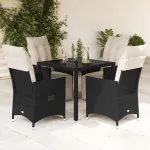 Set mobilier de grădină cu perne, 5 piese, negru, poliratan GartenMobel Dekor