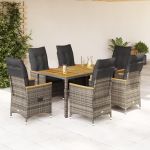 Set mobilier de grădină cu perne, 7 piese, gri, poliratan GartenMobel Dekor