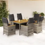 Set mobilier de grădină cu perne, 7 piese, gri, poliratan GartenMobel Dekor
