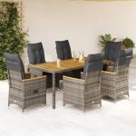 Set mobilier de grădină cu perne, 7 piese, gri, poliratan GartenMobel Dekor