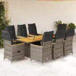 Set mobilier grădină cu perne, 9 piese, gri, poliratan GartenMobel Dekor