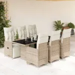 Set bistro de grădină cu perne, 7 piese, maro, poliratan GartenMobel Dekor