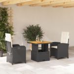 Set mobilier de grădină cu perne, 3 piese, negru, poliratan GartenMobel Dekor