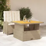 Set mobilier de grădină, 2 piese, cu perne, bej, poliratan GartenMobel Dekor