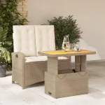 Set mobilier de grădină, 2 piese, cu perne, bej, poliratan GartenMobel Dekor