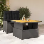 Set mobilier de grădină cu perne, 2 piese, negru, poliratan GartenMobel Dekor