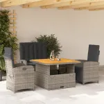 Set mobilier de grădină cu perne, 4 piese, gri, poliratan GartenMobel Dekor