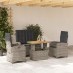 Set mobilier de grădină cu perne, 4 piese, gri, poliratan GartenMobel Dekor