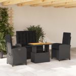Set mobilier de grădină cu perne, 4 piese, negru, poliratan GartenMobel Dekor