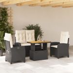 Set mobilier de grădină cu perne, 4 piese, negru, poliratan GartenMobel Dekor