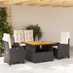 Set mobilier de grădină cu perne, 4 piese, negru, poliratan GartenMobel Dekor