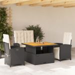 Set mobilier de grădină cu perne, 4 piese, negru, poliratan GartenMobel Dekor
