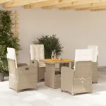 Set mobilier de grădină cu perne, 5 piese, bej, poliratan GartenMobel Dekor