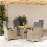 Set mobilier de grădină cu perne, 5 piese, bej, poliratan GartenMobel Dekor