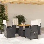Set mobilier de grădină cu perne, 5 piese, negru, poliratan GartenMobel Dekor