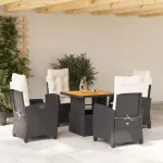 Set mobilier de grădină cu perne, 5 piese, negru, poliratan GartenMobel Dekor