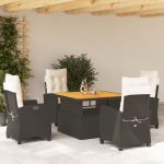 Set mobilier de grădină cu perne, 5 piese, negru, poliratan GartenMobel Dekor