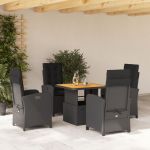 Set mobilier de grădină cu perne, 5 piese, negru, poliratan GartenMobel Dekor