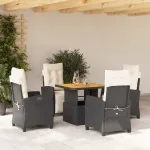 Set mobilier de grădină cu perne, 5 piese, negru, poliratan GartenMobel Dekor
