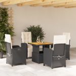 Set mobilier de grădină cu perne, 5 piese, negru, poliratan GartenMobel Dekor