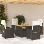 Set mobilier de grădină cu perne, 5 piese, negru, poliratan GartenMobel Dekor