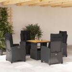 Set mobilier de grădină cu perne, 5 piese, negru, poliratan GartenMobel Dekor