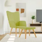 Scaun de relaxare cu taburet, verde, textil GartenMobel Dekor