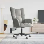 Scaun de relaxare, gri deschis, catifea GartenMobel Dekor