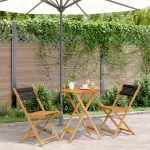 Set mobilier bistro, 3 piese, negru, polipropilenă lemn masiv GartenMobel Dekor