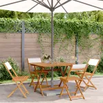 Set mobilier de grădină 5 piese textil alb crem/lemn masiv GartenMobel Dekor