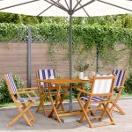 Set mobilier de grădină 5 piese textil albastru alb/lemn masiv GartenMobel Dekor