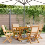 Set mobilier de grădină 5 piese textil bej/lemn masiv GartenMobel Dekor