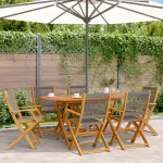 Set mobilier de grădină 7 piese polipropilenă gri/lemn masiv GartenMobel Dekor