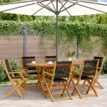 Set mobilier de grădină 7 piese polipropilenă neagră/lemn masiv GartenMobel Dekor