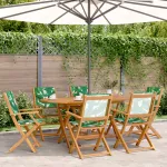 Set mobilier de grădină 7 piese textil model frunze/lemn masiv GartenMobel Dekor