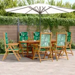 Set mobilier de grădină 7 piese textil model frunze/lemn masiv GartenMobel Dekor