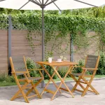 Set mobilier bistro, 3 piese, gri, polipropilenă și lemn masiv GartenMobel Dekor