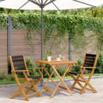 Set mobilier bistro, 3 piese, negru, polipropilenă lemn masiv GartenMobel Dekor