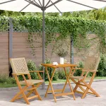 Set mobilier bistro, 3 piese, poliratan bej/lemn masiv GartenMobel Dekor