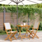 Set mobilier bistro, 3 piese, textil alb crem/lemn masiv GartenMobel Dekor