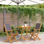 Set mobilier bistro, 3 piese, textil antracit/lemn masiv GartenMobel Dekor