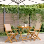 Set mobilier bistro, 3 piese, textil bej/lemn masiv GartenMobel Dekor