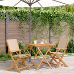 Set mobilier bistro, 3 piese, textil bej/lemn masiv GartenMobel Dekor