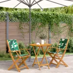 Set mobilier bistro, 3 piese, textil model frunze/lemn masiv GartenMobel Dekor