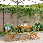Set mobilier bistro, 3 piese, textil model frunze/lemn masiv GartenMobel Dekor
