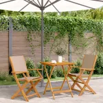 Set mobilier bistro, 3 piese, textil taupe/lemn masiv GartenMobel Dekor