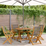 Set mobilier de grădină 5 piese polipropilenă gri/lemn masiv GartenMobel Dekor