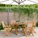 Set mobilier de grădină 5 piese textil taupe/lemn masiv GartenMobel Dekor