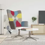 Scaun de relaxare cu taburet, textil, petice GartenMobel Dekor