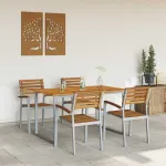 Set de masă pentru grădină 5 pcs Gri Lemn Solid de Acacia GartenMobel Dekor